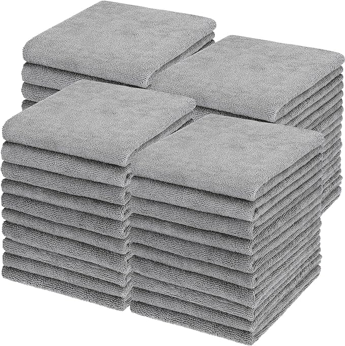 Shimeyao 48 Pack Bleach Proof Towels 16x 26inch Microfiber Absorbent Hair Towels Bulk Bleach Salon Hand Drying Cloth for Gym Bath Spa Shaving Shampoo Home (Light Gray)