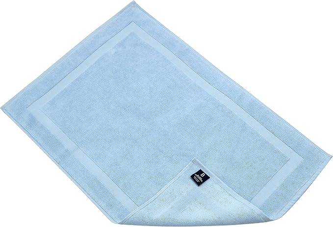 Bumble Towels Bliss Luxury 2 Pack Banded Bath Mats - 22" x 34" - Premium Quality Bath Mat Set - 1000 GSM - Soft Combed Cotton, Absorbent (Sky Blue)