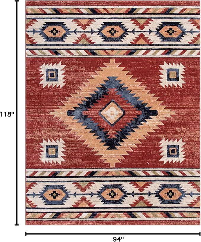 Well Woven Tulsa Lea Crimson Traditional Southwestern Tribal 7'10" x 9'10" Area Rug
