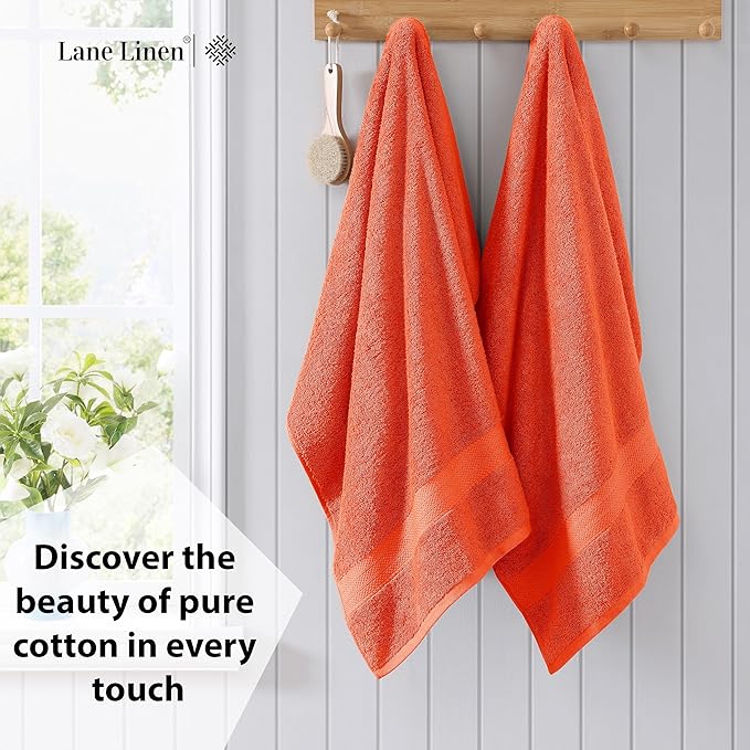 LANE LINEN 100% Cotton 4 Pack Bath Sheets Set (35"x66") - Ring Spun, Ultra Soft & Highly Absorbent Extra Large Towels - Multipurpose Premium Hotel Quality Bathroom Towel - Tiger Lily