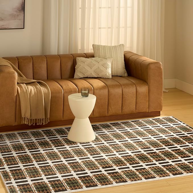 Nourison Home Nordic Charcoal Multicolor 5' x 7' Area Rug - Easy Clean, Non Shedding, Bed Room, Living Room, Dining Room, Kitchen (5' x 7')