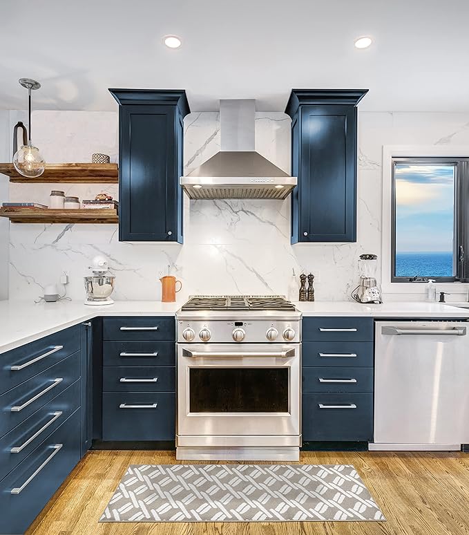 Nautica – Runner Rug | Indoor Runners for Hallways and Entry Rugs| Non-Slip and Non-Skid Entry and Kitchen Door Mat| Machine Washable Entryway Carpet Rugs |26” x 60” | Chain Light Grey