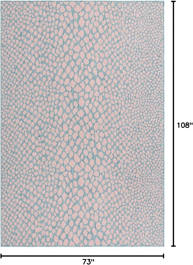 Unique Loom Jill Zarin Jill Zarin Outdoor Collection Area Rug - Cape Town (6' 1" x 9' Rectangle, Pink and Aqua/Light Blue)