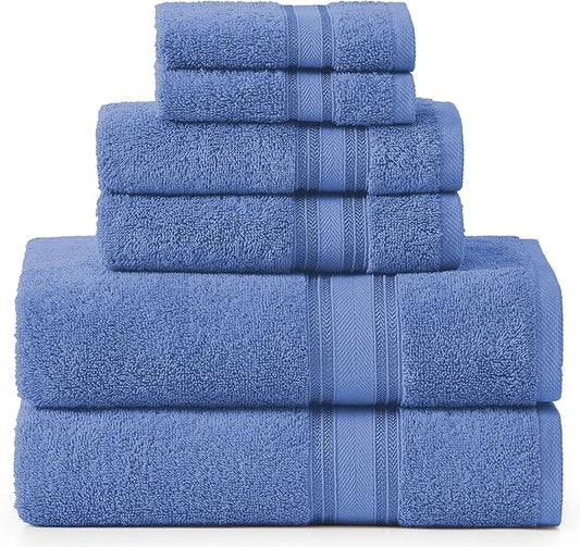 LANE LINEN Luxury Bath Towels Set - 6 Piece Set, 100% Cotton Bathroom Towel, Zero Twist, Quick Dry Shower Towels, Soft Absorbent Bath Towel, 2 Bath Towels, 2 Hand Towels, 2 Wash Cloths - Allure