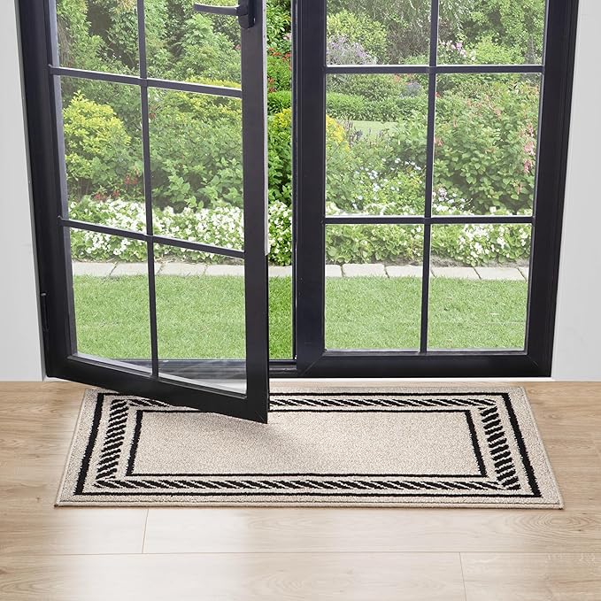 Nautica – Runner Rug | Indoor Runners for Hallways and Entry Rugs| Non-Slip and Non-Skid Entry and Kitchen Door Mat| Machine Washable Entryway Carpet Rugs | 2'2" x 3'9" | Rope Border Natural Twist