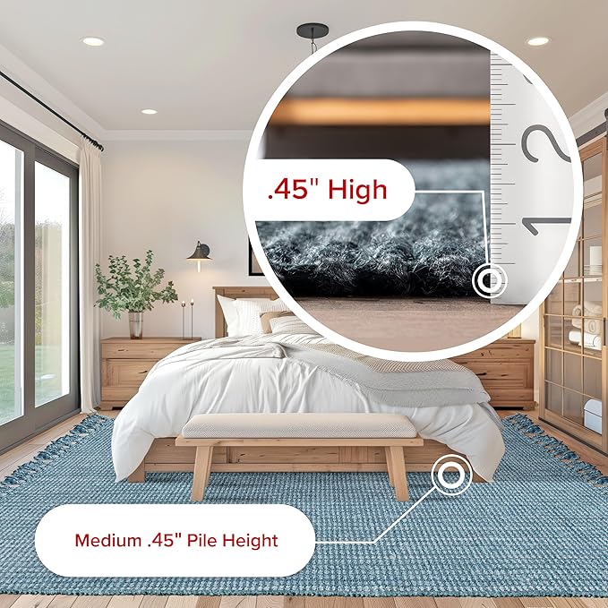 Nuloom Daniela Blue, 8'6" x 11'6", Handmade, Jute, Tassel, Soft and Textured, High Traffic, Stain Resistant, Easy Clean, Durable Area Rug for Bedroom, Living Room, Dining Space, Foyer, Entryway