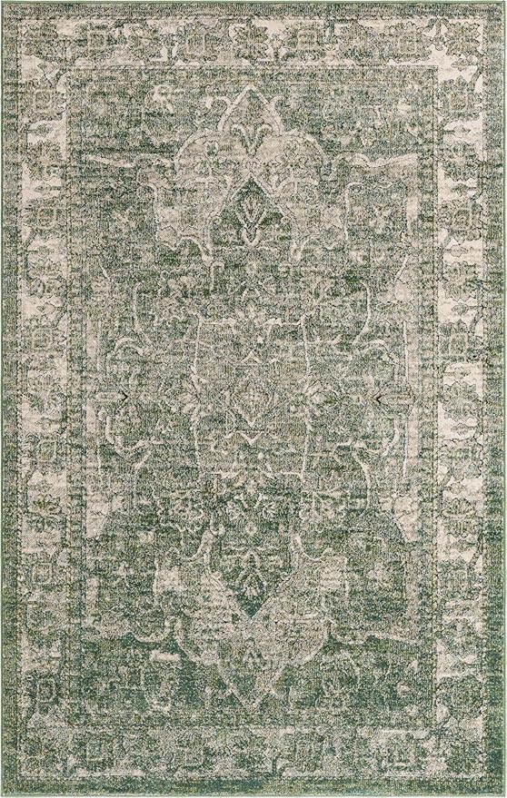 Unique Loom Isabella Collection Area Rug - Adjani (5' 1" x 8' Rectangle, Green/ Ivory)