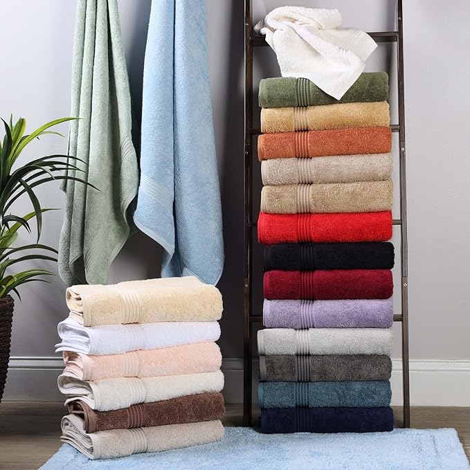 Superior Egyptian Cotton Bath Towel Set, Home Bathroom Towels, Master, Guest Bath, Decor Essentials, Quick Dry, Absorbent, Large Body Towels, Spa, Hotel, Resort, Adult, Kids, Set of 2, White