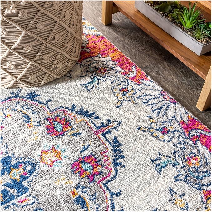 JONATHAN Y Boho Vintage Multi Runner Rug, 2x8, Bohemian Flair Medallion, Chic, Floral, High Traffic for Living Room, Bedroom, Kitchen, Pet Friendly, Non-Shedding (BMF105A-28)