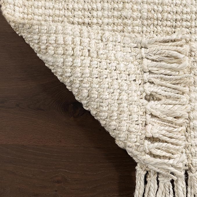 Nuloom Daniela Off-White, 2'6" x 6', Handmade, Jute, Tassel, Soft and Textured, High Traffic, Stain Resistant, Easy Clean, Durable Runner for Bedroom, Living Room, Dining Space, Foyer, Entryway