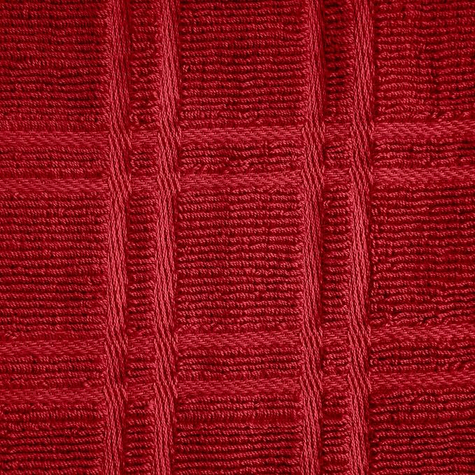 Blue Needles Hanging Kitchen Towels - Red 100% Cotton Solid Kitchen Tie Towel, Set of 2 Hand Dish Cloth with Hanging Loops 9 x 17 Inches, Absorbent, Super Soft, and Fast Drying Home Essential