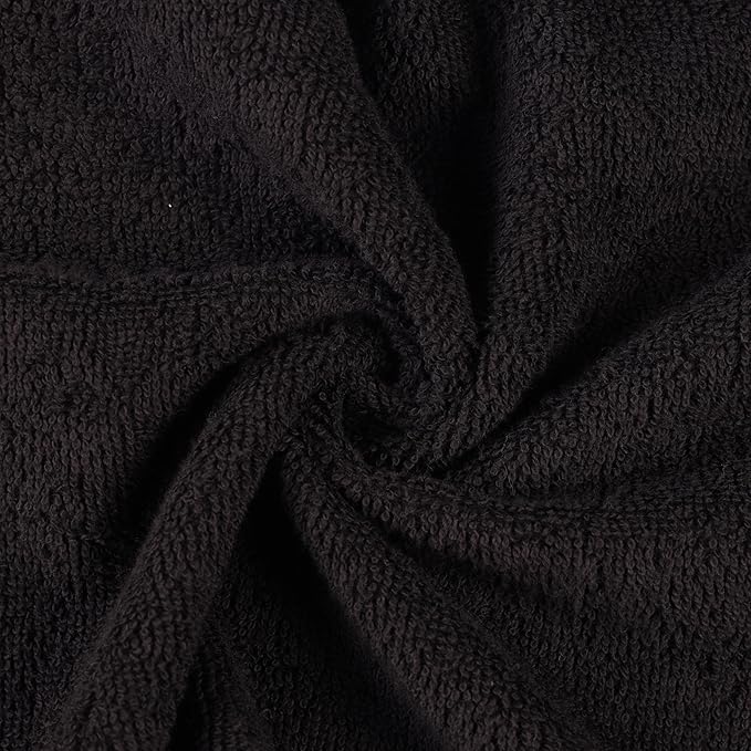 Superior Eco-Friendly Cotton 6-Piece Hand Towel Set, Small Towels for Spa, Resort, Hotel, Guest Bath, Kitchen, Quick Dry, Soft, Bathroom Accessories, Home and Apartment Essentials, Black