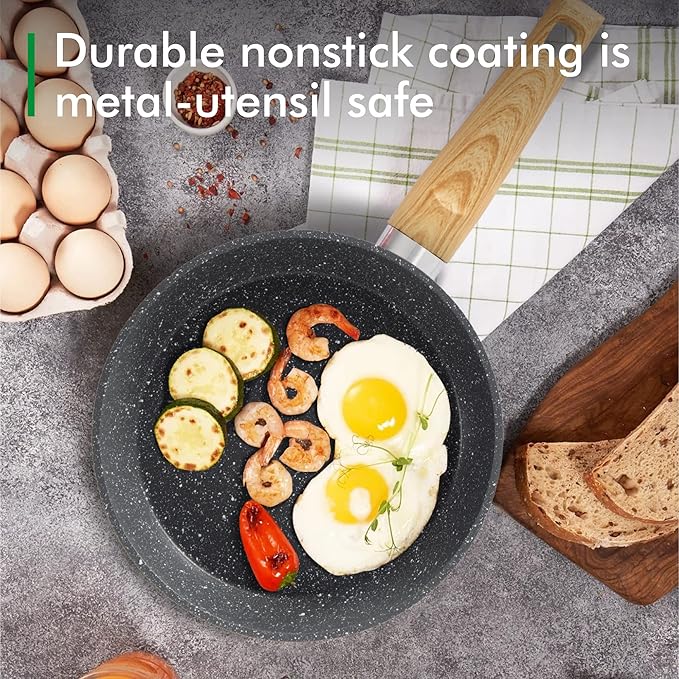 MAISON ARTS Pots and Pans Set Non Stick, 12 Piece Grey Granite Kitchen Cookware Induction Compatible, Pot and Pan Sets for Cooking Nonstick