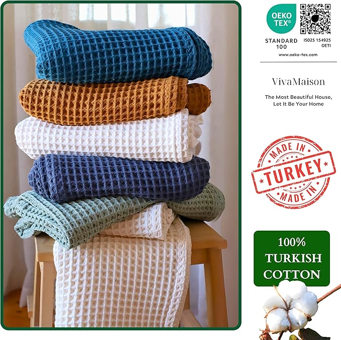 Premium Waffle Bath Towels Pack of 2 Extra Large 35x71 inch - 100% Turkish Cotton, Waffle Weave, Quick Dry, Lint Free, Oversized, Thin Bath Sheet Towel (Light Pink, Set of 2 Bath Towels)