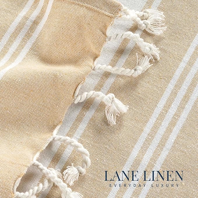LANE LINEN Oversized Beach Towels, 2 Pack Turkish Towel Set for Adults, Lightweight, Quick Dry, Absorbent & Sand Proof, 39"x71" Pool Towels – Beige