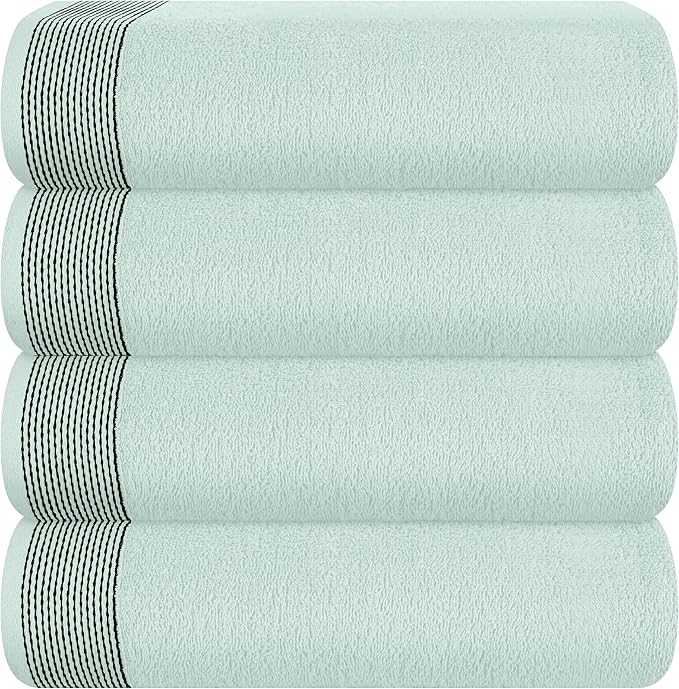 Belizzi Home Ultra Soft 4 Pack Oversized Bath Towel Set 27x54 inches, 100% Cotton Bath Towels, Highly Absorbant Compact Quickdry & Lightweight Towel, Ideal for Gym Travel Camp Pool - Sea Green