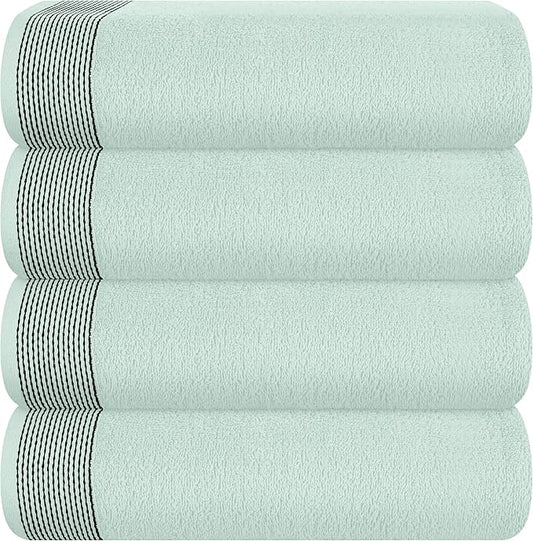 Belizzi Home Ultra Soft 4 Pack Oversized Bath Towel Set 27x54 inches, 100% Cotton Bath Towels, Highly Absorbant Compact Quickdry & Lightweight Towel, Ideal for Gym Travel Camp Pool - Sea Green
