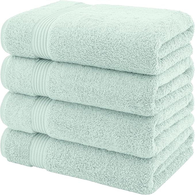 American Veteran Towel, 100% Cotton Turkish Bath Towels for Bathroom 4 Pack, 27x54 Extra Large Premium Soft Drying Bathroom Towels, Mint