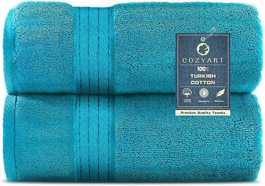 COZYART Teal Bath Towels for Bathroom 2 Pcs, 27x54 Cotton Bath Towel Set Super Soft Highly Absorbent Durable 650 GSM Shower Towels for Daily Use