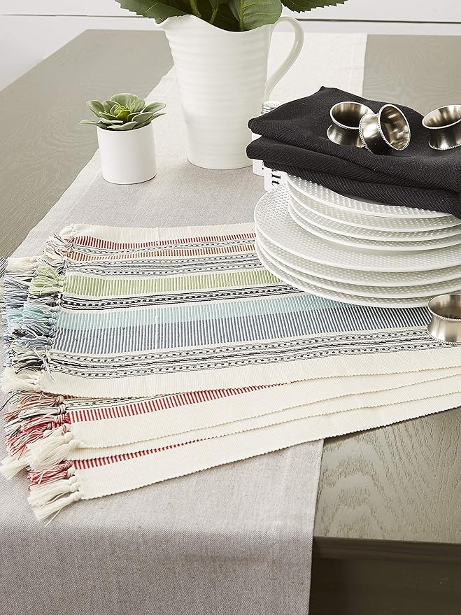 DII Variegated Tabletop Collection, Placemat Set3x19, Mediterranean, 6 Piece