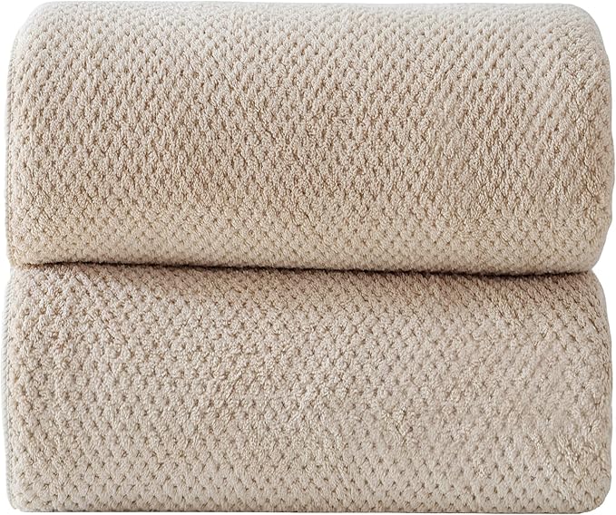 40x80 Inches Bath Sheets Towels for Adults Oversized Bath Towels Extra Large Luxury Super Soft Absorbent Quick Dry Microfiber (Beige, 2PCS)