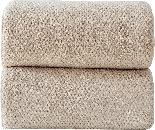 40x80 Inches Bath Sheets Towels for Adults Oversized Bath Towels Extra Large Luxury Super Soft Absorbent Quick Dry Microfiber (Beige, 2PCS)