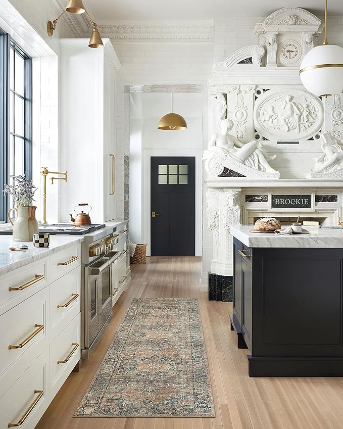 Loloi Margot Collection MAT-02 Terracotta/Lagoon 2'-6" x 9'-6" Runner Rug feat. CloudPile, No-Shed Easy Clean Large Patterned Area Rug for Living Room, Bedroom, Dining Area