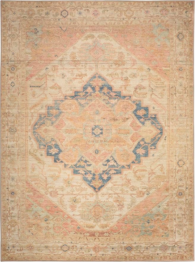 Nourison Home Vintage Washables Multicolor 7'10" x 9'10" Area Rug - Easy Clean, Non Shedding, Bed Room, Living Room, Dining Room, Kitchen (8' x 10')