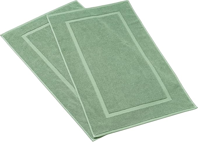 HILLFAIR-900 GSM-100% Ringspun Cotton Floor Towels mat- Hotel-Spa Tub-Shower Bathroom Floor mat Towels- 21 x 34 Inch - Terry Cotton Bath Mats, Machine Washable, Absorbent- 2 Peice Towel Set- Sage