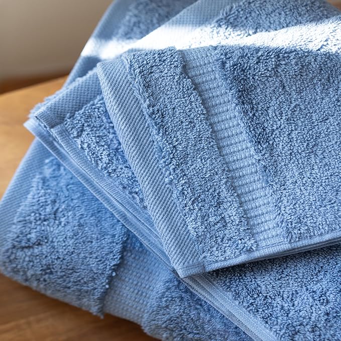 SALBAKOS 100% Turkish Cotton 6-Piece Towel Set | Heirloom Quality Hotel & Spa Collection | Ultra Soft, Super Absorbent 2 Washcloth, 2 Hand, 2 Bath Towel Sets | Made in Turkey (Blue, 6 Piece Towel Set)