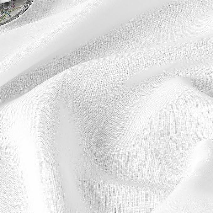 D'Moksha Homes White Linen Tablecloth 54 x 72 Inch - 100% Pure Linen Tablecloth for Rectangle Tables - Machine Washable Table Cloth for Winter, Holiday, New Year