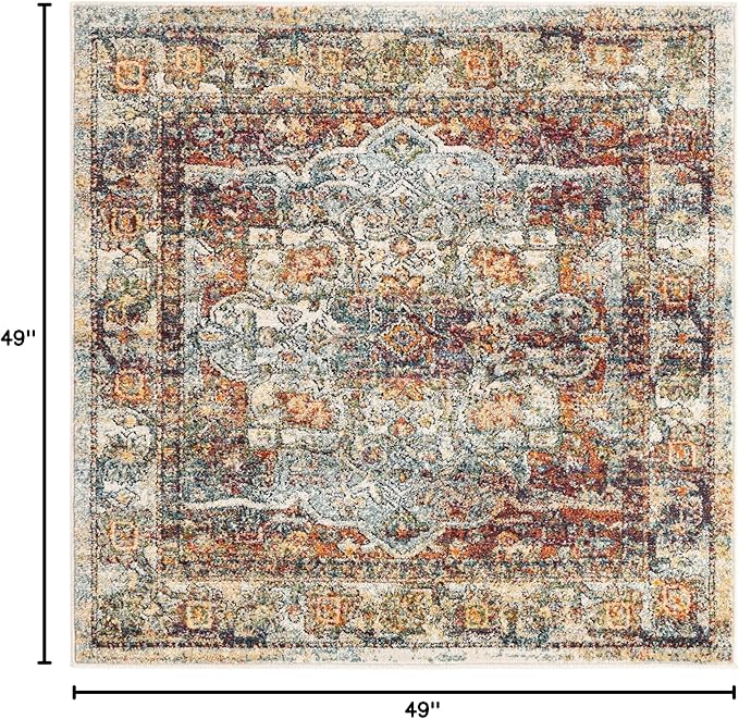 Unique Loom Isabella Collection Area Rug - Adjani (4' 1" Square, Ivory/ Beige)