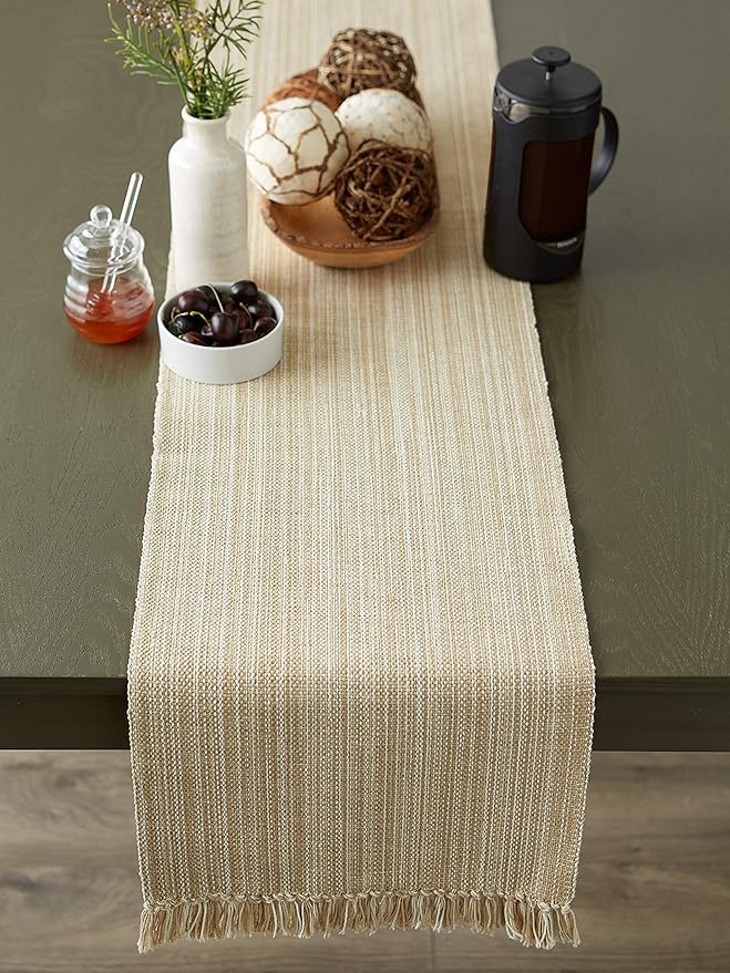 DII Variegated Tabletop Collection, Table Runner3x72, Taupe