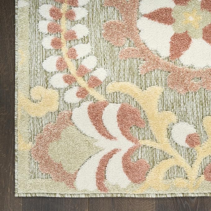 Nourison Home Aloha Sage Rose 2'8" x 4' Area Rug - Easy Clean, Non Shedding, Bed Room, Living Room, Dining Room, Kitchen (3' x 4')