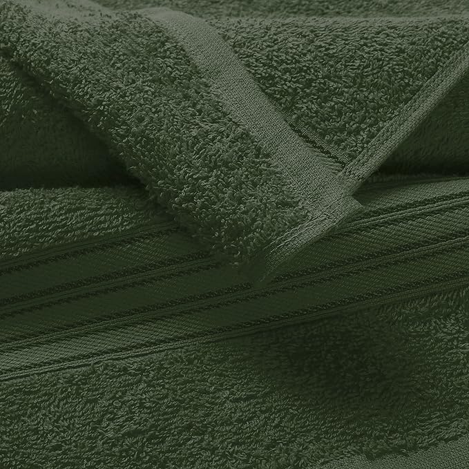 BOUTIQUO 100% Cotton 2 Pack Bath Towel Set 28x55, Eco-Friendly Large Bath Towels, Compact Quickdry Lightweight Soft & Highly Absorbent Bath Towel, Ideal for Everyday Gym Travel Camp Pool - Olive Green