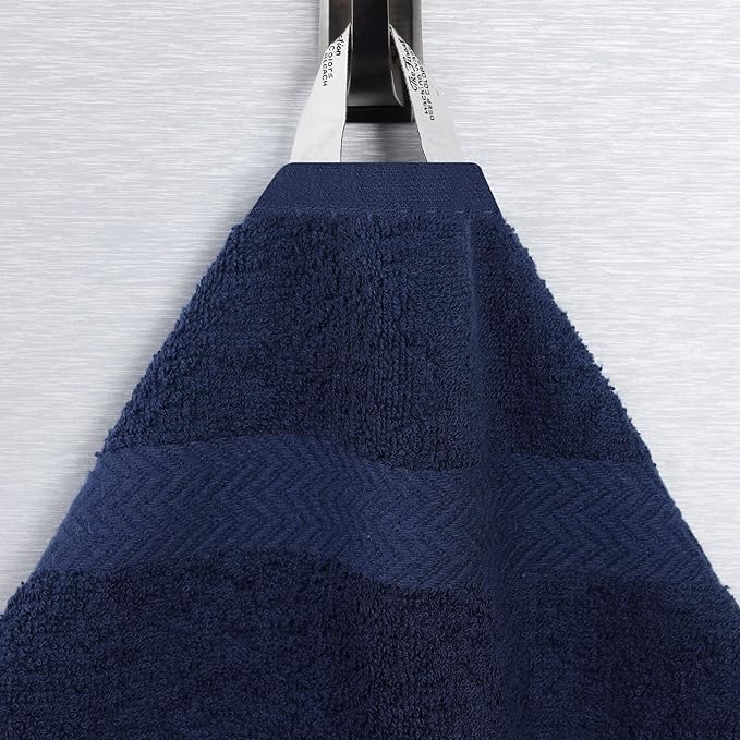 Superior 24-Piece Cotton Face Towel/Washcloth Set, Small Towels for Facial, Spa, Resort, Quick Wash, Gym, Resort, Bathroom Essentials, Master/Guest Bath Decor, Soft, Franklin Collection, Blue