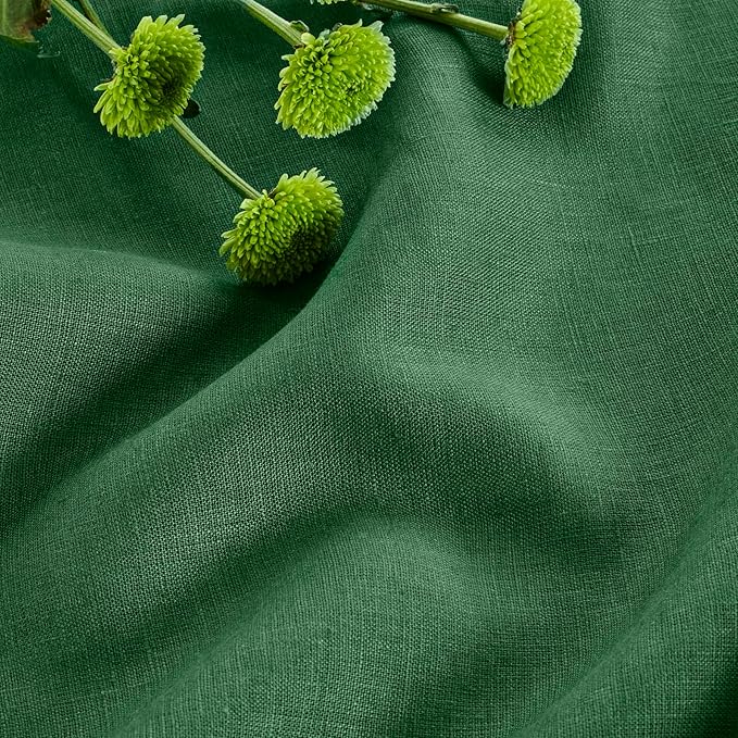 Solino Home Linen Tablecloth 60 x 120 Inch - 100% Pure Linen Pine Green Table Cloth for Rectangle Tables - Fete, Machine Washable Tablecloth for New Year