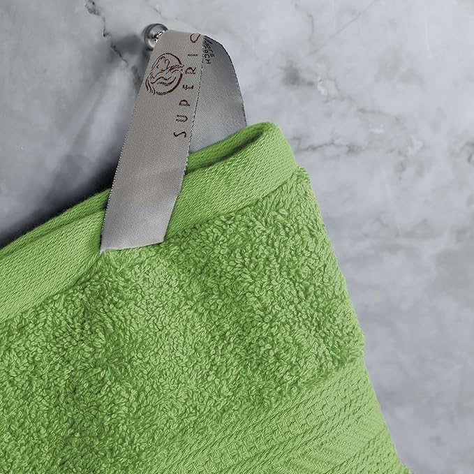 Superior Long Staple 100% Combed Cotton 700GSM 8-Piece Solid Towel Set for Bathroom, Shower-Super Soft, Plush, Assorted 8-Piece Towels, 4 Face/Washcloths, 2 Hand Towels, 2 Bath Towels, Green Essence