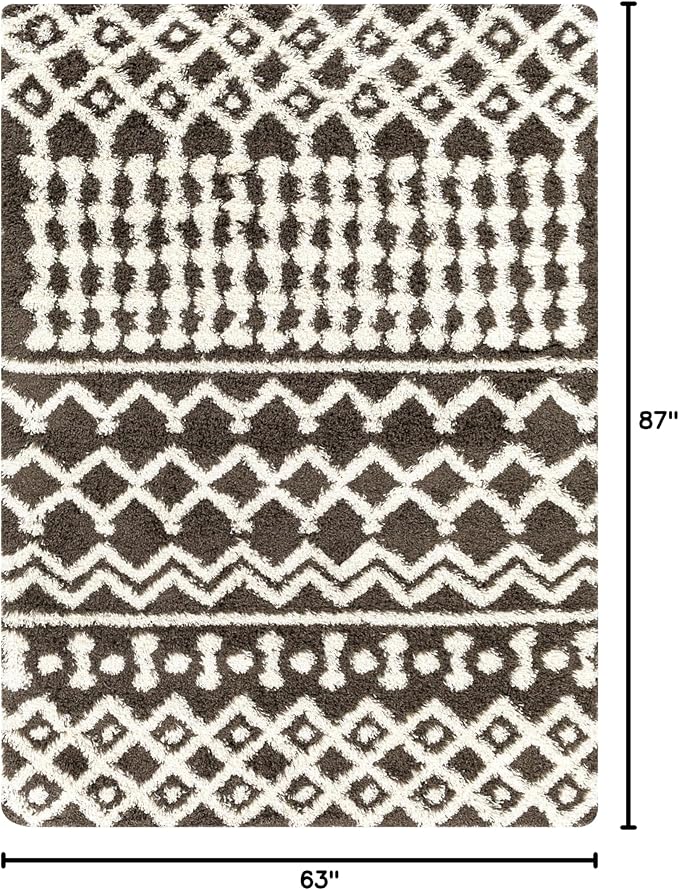 Livabliss Hapsburg Moroccan Shag Area Rug,5'3" x 7'3", Dark Brown