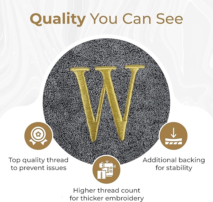 Monogrammed Hand Towels for Bathroom | Luxury Turkish Cotton | Embroidered in USA | Set of 2 | Choose Set Color and Monogram Color | A - Z | Modern Font