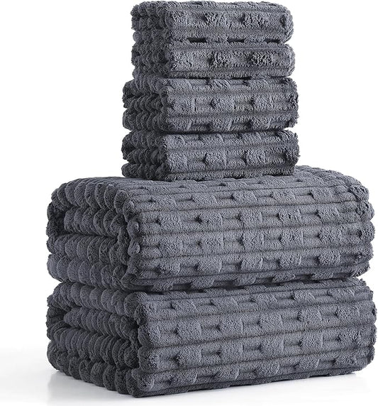 30X60 Inches Regular Bath Towels Sets of 6 for Bathroom Super Soft Quick Dry 2 Bath Towels 2 Hand Towels 2 Washcloth Towels Microfiber Shower (Charcoal Grey, 6 Piece)