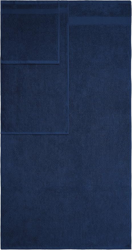 American Veteran Towel, 6 Piece Towel Set for Bathroom, 100% Cotton Turkish Bathroom Towels, 2 Bath Towels 2 Hand Towels 2 Washcloths, Navy Blue