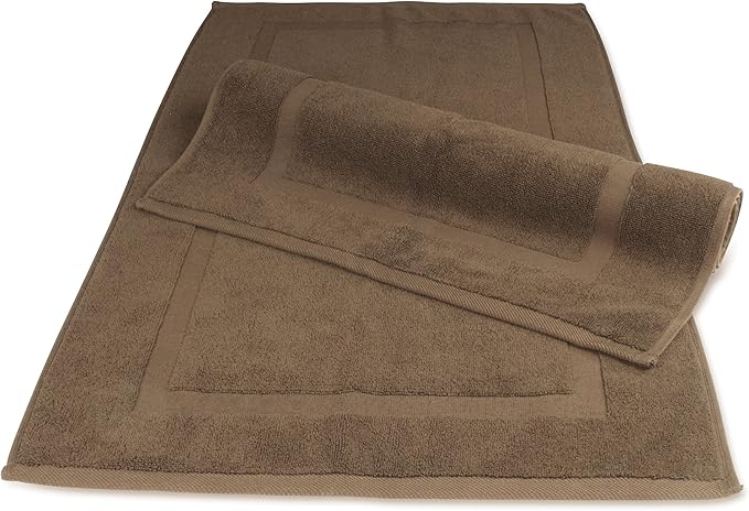 SALBAKOS 100% Turkish Cotton Bath Mat Set 2-Piece - 20x34 inch, Premium Quality Hotel & Spa Collection, Soft, Absorbent, Long Lasting, Durable Bathroom Rugs | Made in Turkey (Chocolate, 2 Bath Mats)