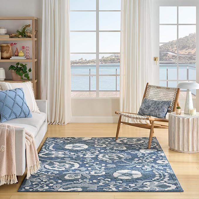 Nourison Home Aloha Blue 5'3" x 7'5" Area Rug - Easy Clean, Non Shedding, Bed Room, Living Room, Dining Room, Kitchen (5' x 8')