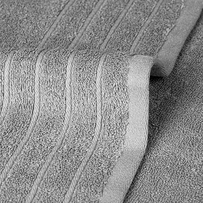 Tens Towels Pack of 8 Towels Set, 2 Extra Large Bath, 2 Hand, 4 Washcloths, 100% Cotton, Lighter Weight, Quicker to Dry, Super Absorbent, Perfect for Bathroom, Cool Grey