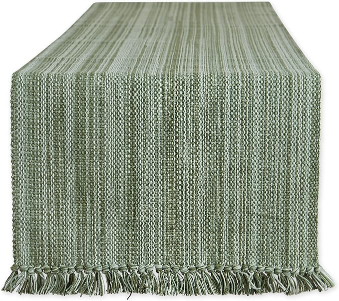 DII Variegated Tabletop Collection, Table Runner, 13x72, Artichoke Green