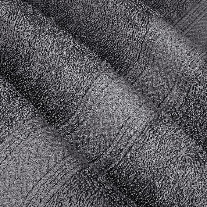 HILLFAIR Premium 600 GSM - 6 Piece Towel Set- 2 Bath, 2 Hand & 2 Washcloth - Grey Cotton Bath Towels - Machine Washable, Hotel Quality,Super Soft & Highly Absorbent Cotton Towels