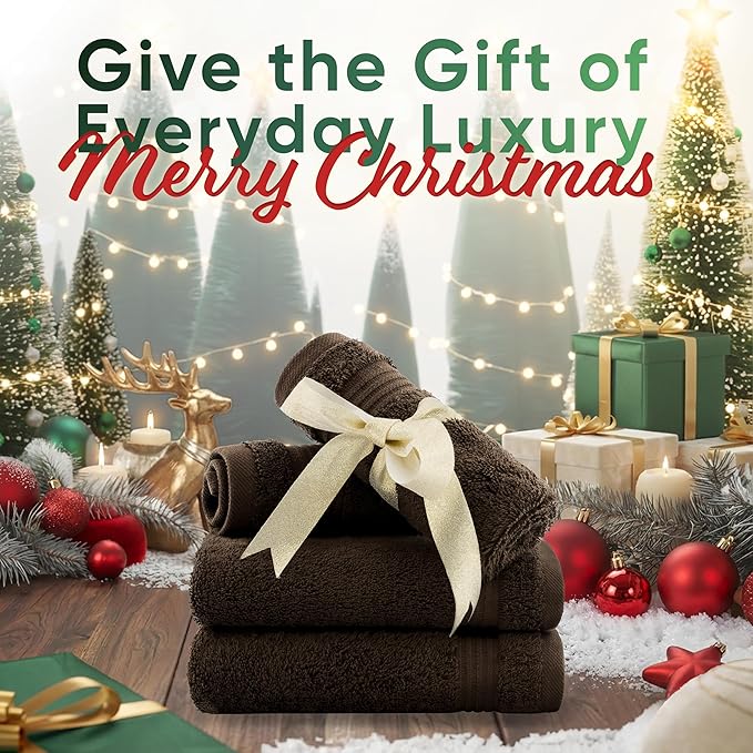 American Veteran Towel, 100% Cotton Turkish Washcloths for Bathroom Essentials 4 Pack, Soft Absorbent Wash Cloths Quick Drying Small Towels Washrags, Brown