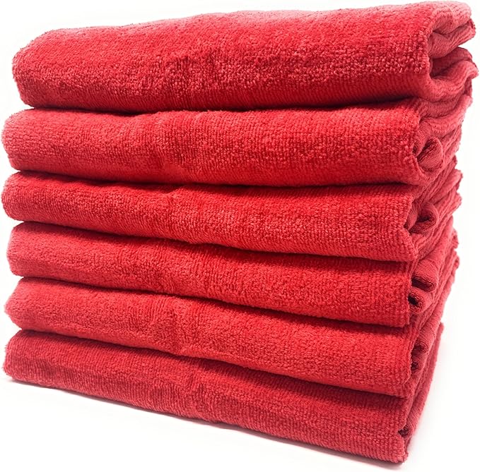 16x26 | 3-Pack | Terry Velour Towels, Bath Towels, Washcloths | Cotton | Face Towels, Bathroom use, Gym and spa Towel | Bathroom Towels (Red, 3)