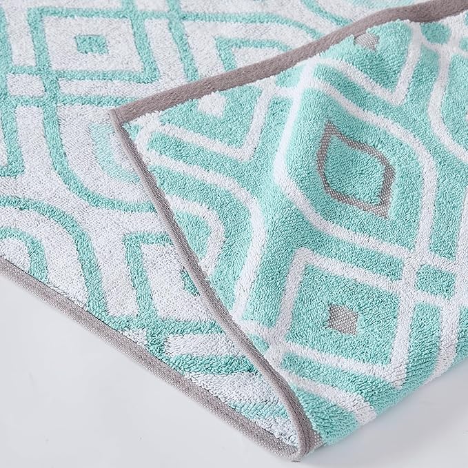 Modern Threads Oxford 6-Piece 100% Cotton Towel Set – Yarn Dyed Jacquard & Solid – Includes 2 Bath Towels, 2 Hand Towels, 2 Washcloths – Absorbent, Quick Dry, Soft & Durable – Aqua